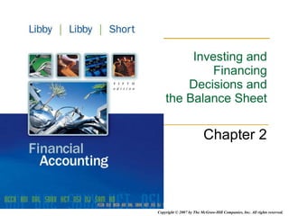 Investing and Financing Decisions and the Balance Sheet Chapter 2 