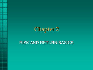 Chapter 2

RISK AND RETURN BASICS
 