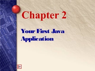 YourFirst Java
Application
Chapter 2
 