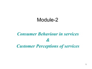 1
Consumer Behaviour in services
&
Customer Perceptions of services
Module-2
 