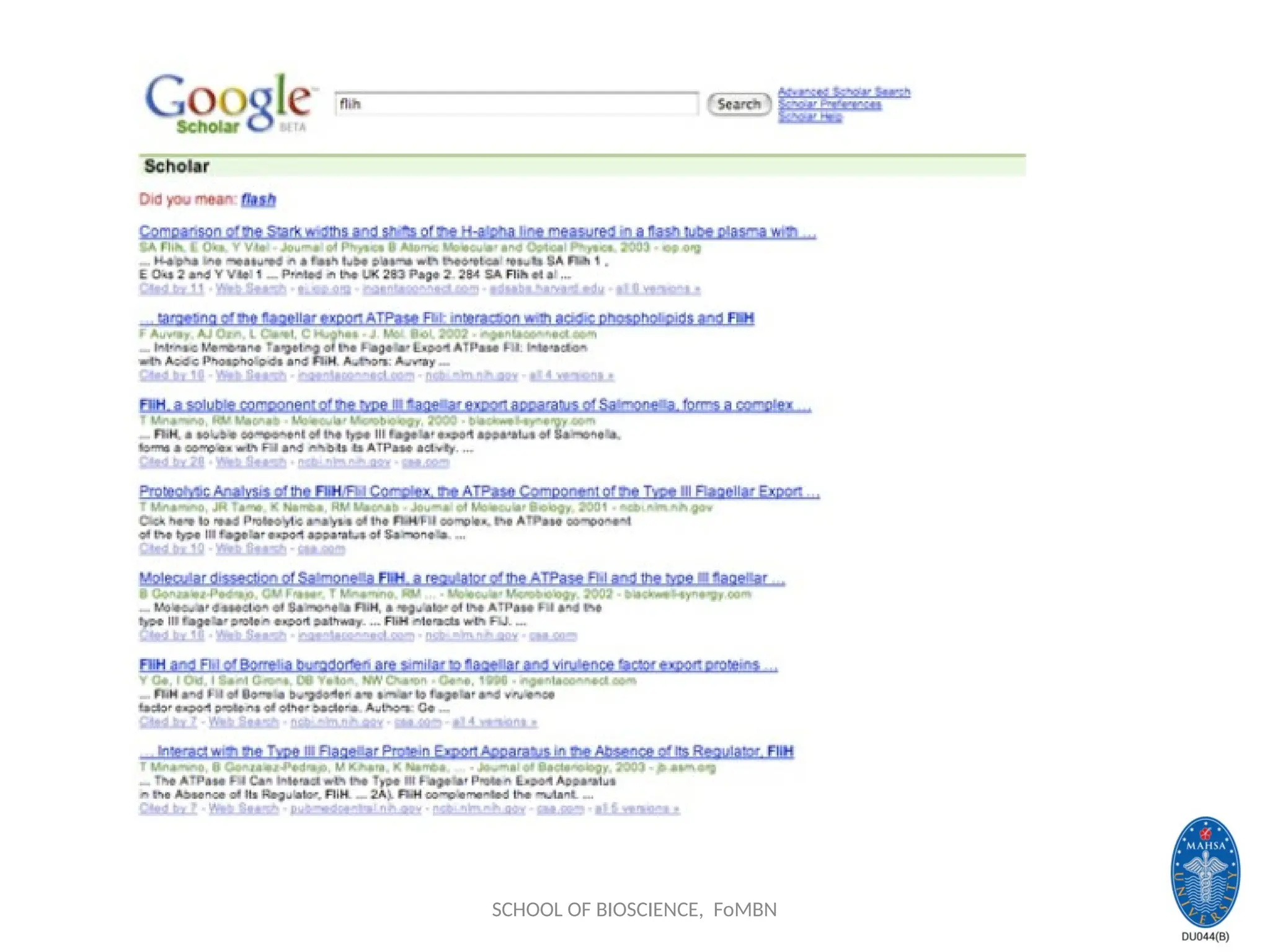 SCHOOL OF BIOSCIENCE, FoMBN
 