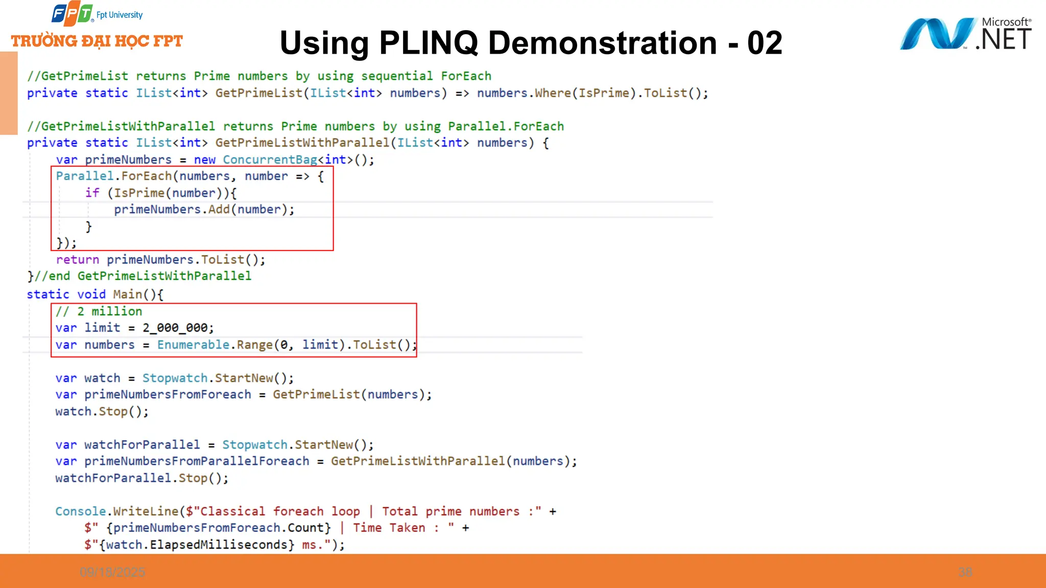 09/18/2025 38 Using PLINQ Demonstration - 02 