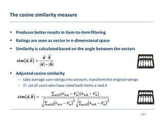- 15 -
The cosine similarity measure
 