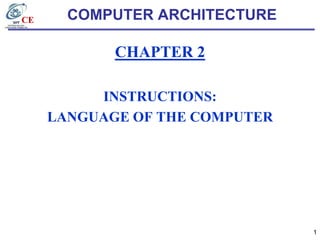CE

COMPUTER ARCHITECTURE

CHAPTER 2
INSTRUCTIONS:
LANGUAGE OF THE COMPUTER

1

 