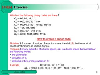 CHAPTER 02 - Linear codes.ppt | Programming Languages | Computing