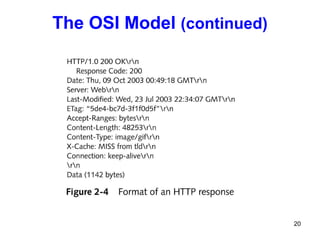 The OSI Model  (continued) 
