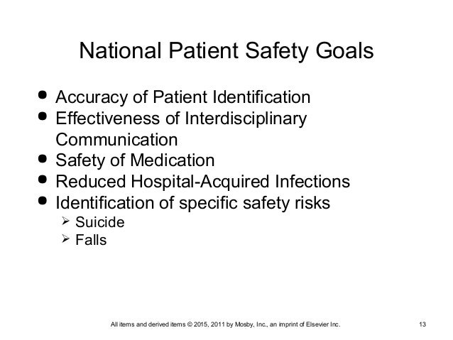 2011 national patient safety goals National patient safety goals 2011 the joint commission has identified five patient safety goals & 1 universal protocol to improve patient safety: improve the. 2011 national patient safety goals National patient safety goals 2011 the joint commission has identified five patient safety goals & 1 universal protocol to improve patient safety: improve the.
