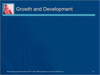 Growth and Development




Elsevier items and derived items © 2011, 2007, 2006 by Saunders, an imprint of Elsevier Inc.   10
 