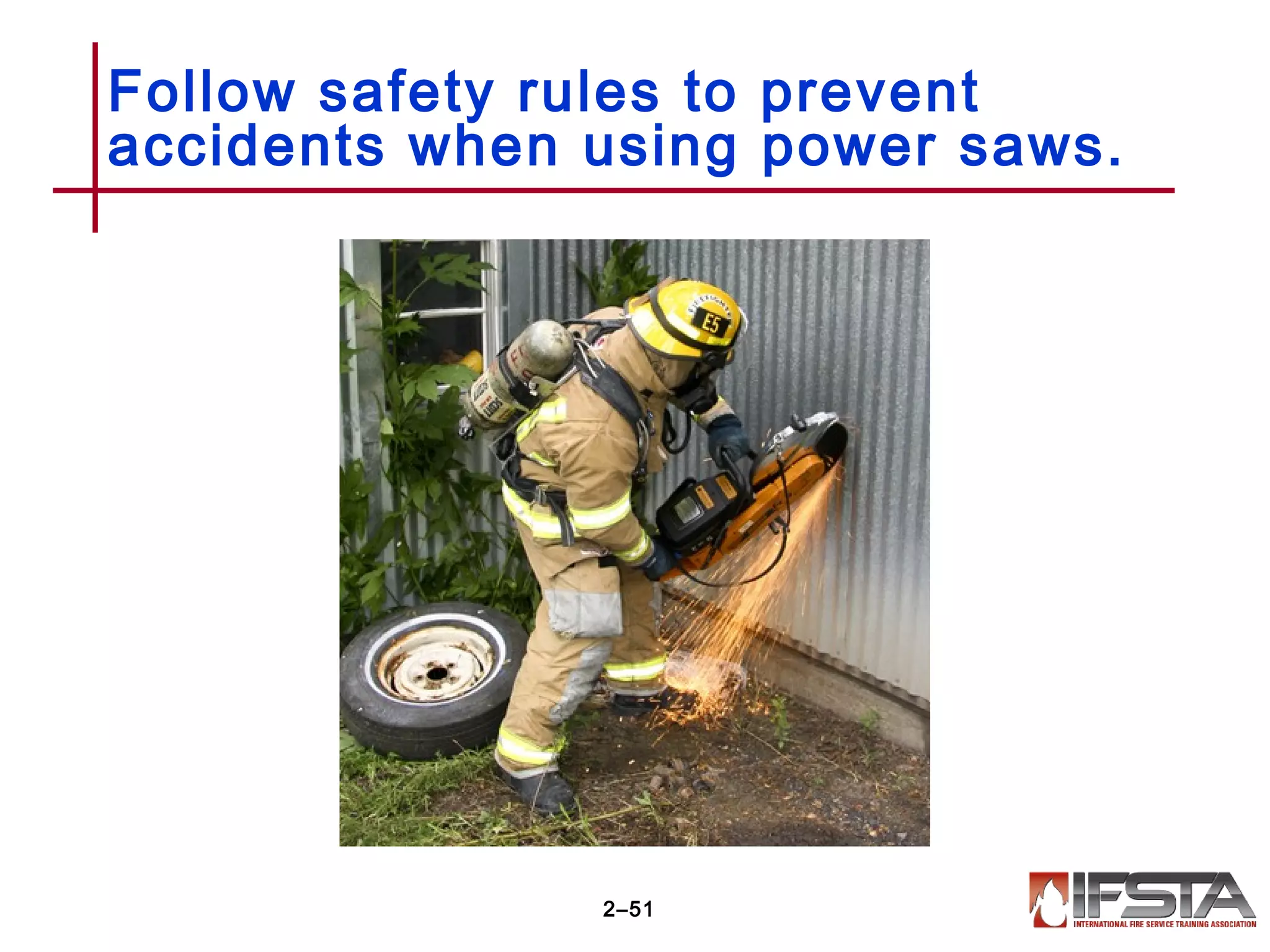 Follow safety rules to prevent
accidents when using power saws.
2–51
 
