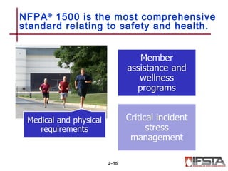 NFPA®
1500 is the most comprehensive
standard relating to safety and health.
2–15
 