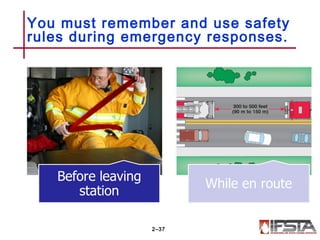 You must remember and use safety
rules during emergency responses.
2–37
 