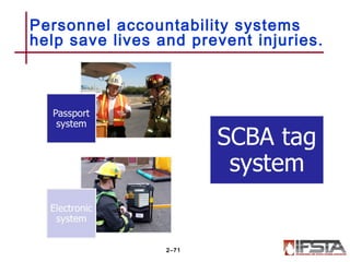 Personnel accountability systems
help save lives and prevent injuries.
2–71
 