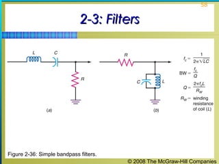 © 2008 The McGraw-Hill Companies
58
2-3: Filters2-3: Filters
Figure 2-36: Simple bandpass filters.
 
