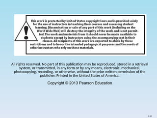 All rights reserved. No part of this publication may be reproduced, stored in a retrieval
system, or transmitted, in any form or by any means, electronic, mechanical,
photocopying, recording, or otherwise, without the prior written permission of the
publisher. Printed in the United States of America.
Copyright © 2013 Pearson Education
2-39
 