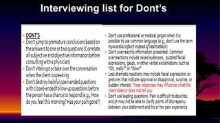 Interviewing list for Dont’s
 