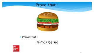 Prove that :
 Prove that :
F(u*v) ≡ F(u) * F(v)
39
 