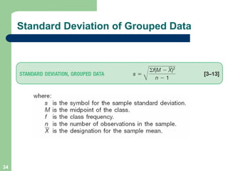 34
Standard Deviation of Grouped Data
 