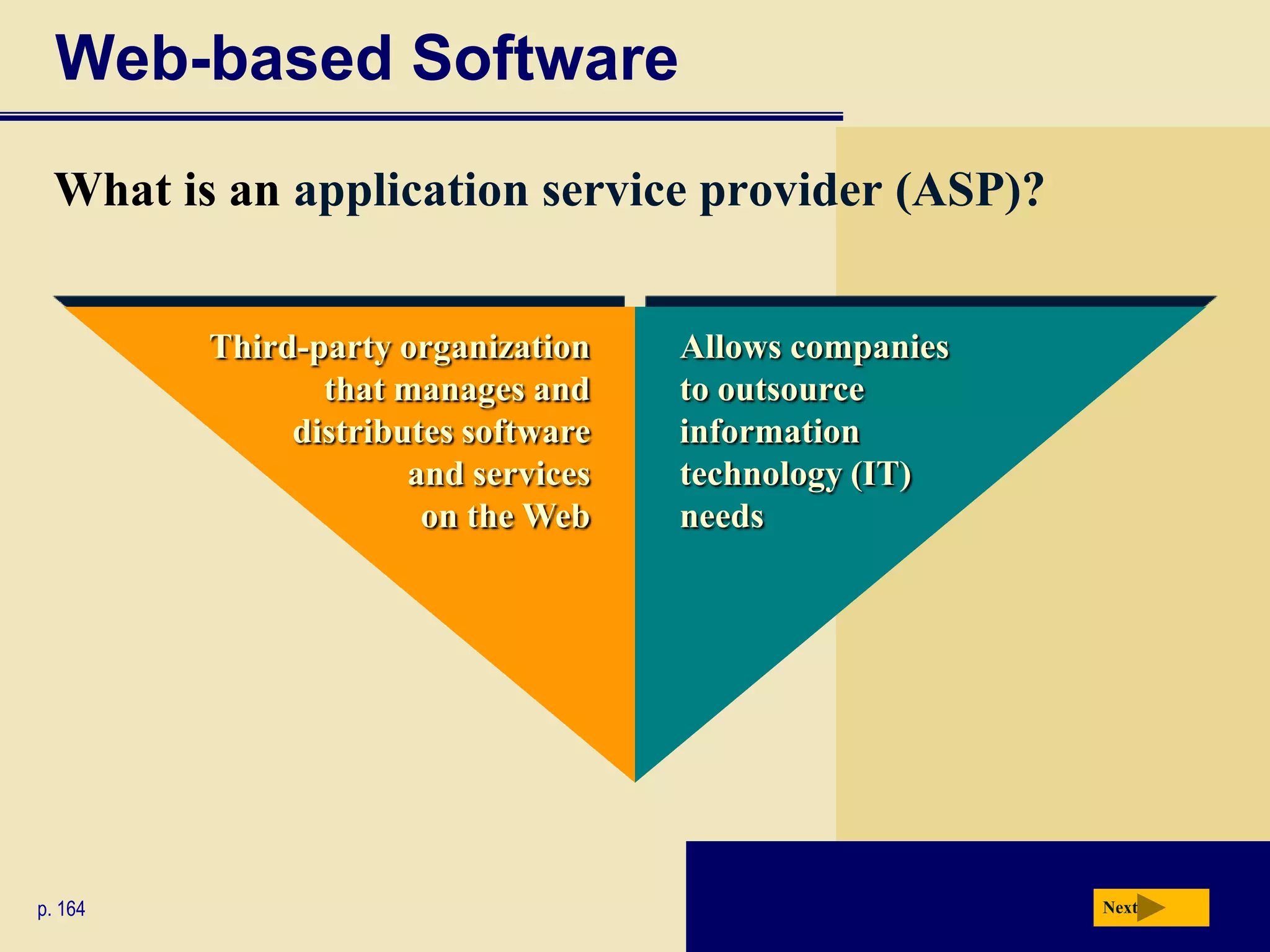 Business SoftwareNextWhat is project management software?Allows you to plan, schedule, track, and analyze the events, resources, and costs of a projectp. 149 Fig. 3-16