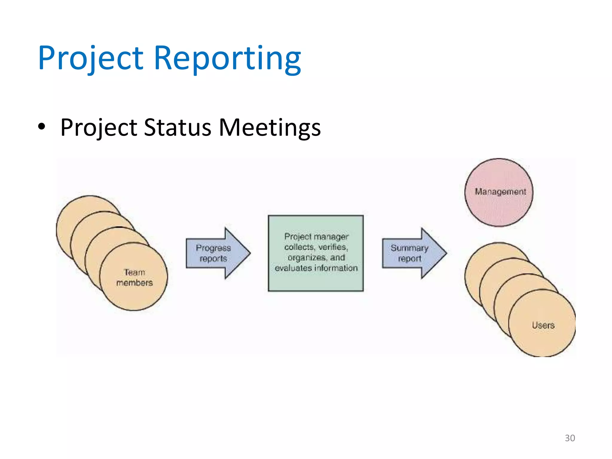 Project Reporting
• Project Status Meetings




                            30
 