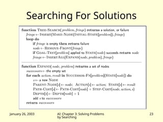 January 26, 2003 AI: Chapter 3: Solving Problems
by Searching
23
Searching For Solutions
 