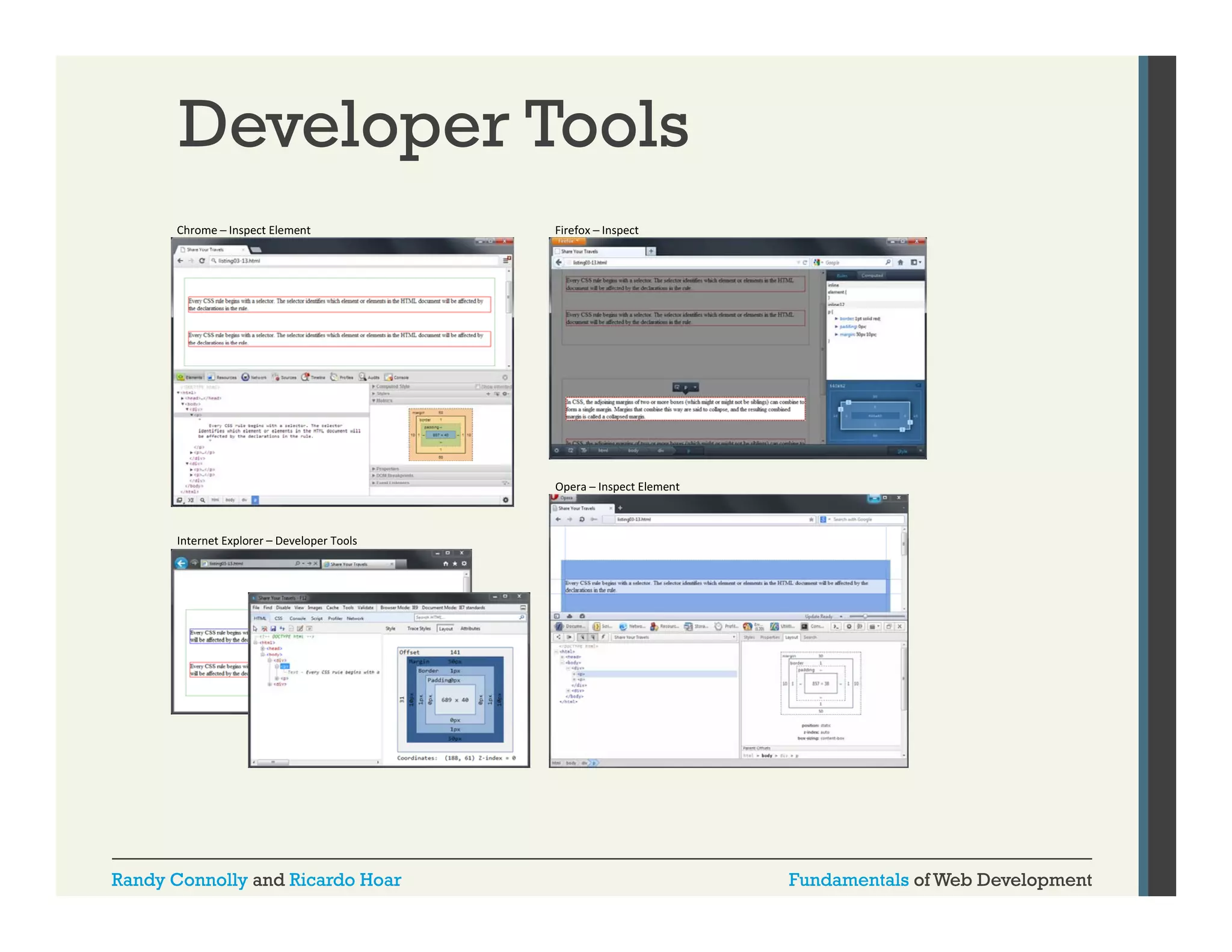 Developer Tools

Randy Connolly and Ricardo Hoar

Fundamentals of Web Development

 