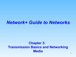 Chapter 3:  Transmission Basics and Networking Media Network+ Guide to Networks 