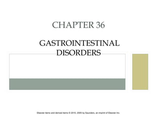 Elsevier items and derived items © 2010, 2005 by Saunders, an imprint of Elsevier Inc.
CHAPTER 36
GASTROINTESTINAL
DISORDERS
 