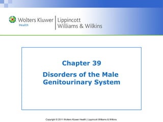 Chapter 39 
Disorders of the Male 
Genitourinary System 
Copyright © 2011 Wolters Kluwer Health | Lippincott Williams & Wilkins 
 