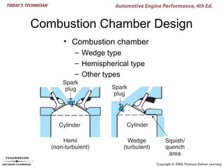 Combustion Chamber Design
     • Combustion chamber
       – Wedge type
       – Hemispherical type
       – Other types
 