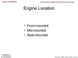Engine Location


• Front-mounted
• Mid-mounted
• Rear-mounted
 