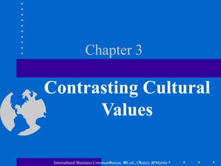 Chapter 3 Contrasting Cultural Values Intercultural Business Communication, 4th ed., Chaney & Martin 