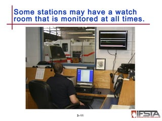 Some stations may have a watch
room that is monitored at all times.
3–11
 
