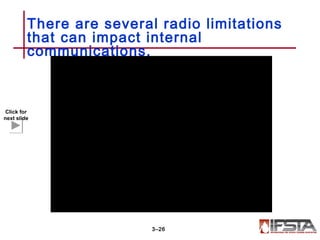 There are several radio limitations
that can impact internal
communications.
3–26
Click for
next slide
 