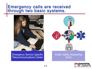 Emergency calls are received
through two basic systems.
3–4
 