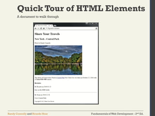Fundamentals of Web Development - 2nd Ed.Randy Connolly and Ricardo Hoar
Quick Tour of HTML Elements
A document to walk through
 