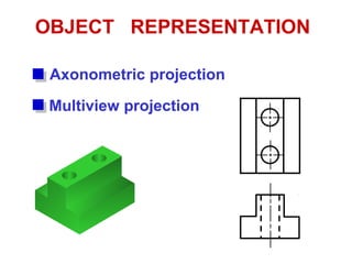 OBJECT REPRESENTATION
Axonometric projection
Multiview projection
 
