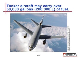 Tanker aircraft may carry over
50,000 gallons (200 000 L) of fuel.
3–18
PhotobyMSgtLanceCheung(USAF),
DefenseVisualInformationCenter(DVIC)
 