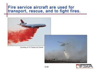 Fire service aircraft are used for
transport, rescue, and to fight fires.
3–22
Courtesy of 10 Tanker Air Carrier
 