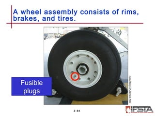 A wheel assembly consists of rims,
brakes, and tires.
3–54
Fusible
plugs
CourtesyofJamesNilo
 