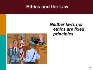 Ethics and the Law Neither laws nor ethics are fixed principles 4- 