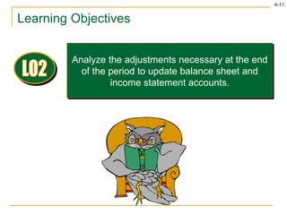 Learning Objectives Analyze the adjustments necessary at the end of the period to update balance sheet and income statement accounts. LO2 