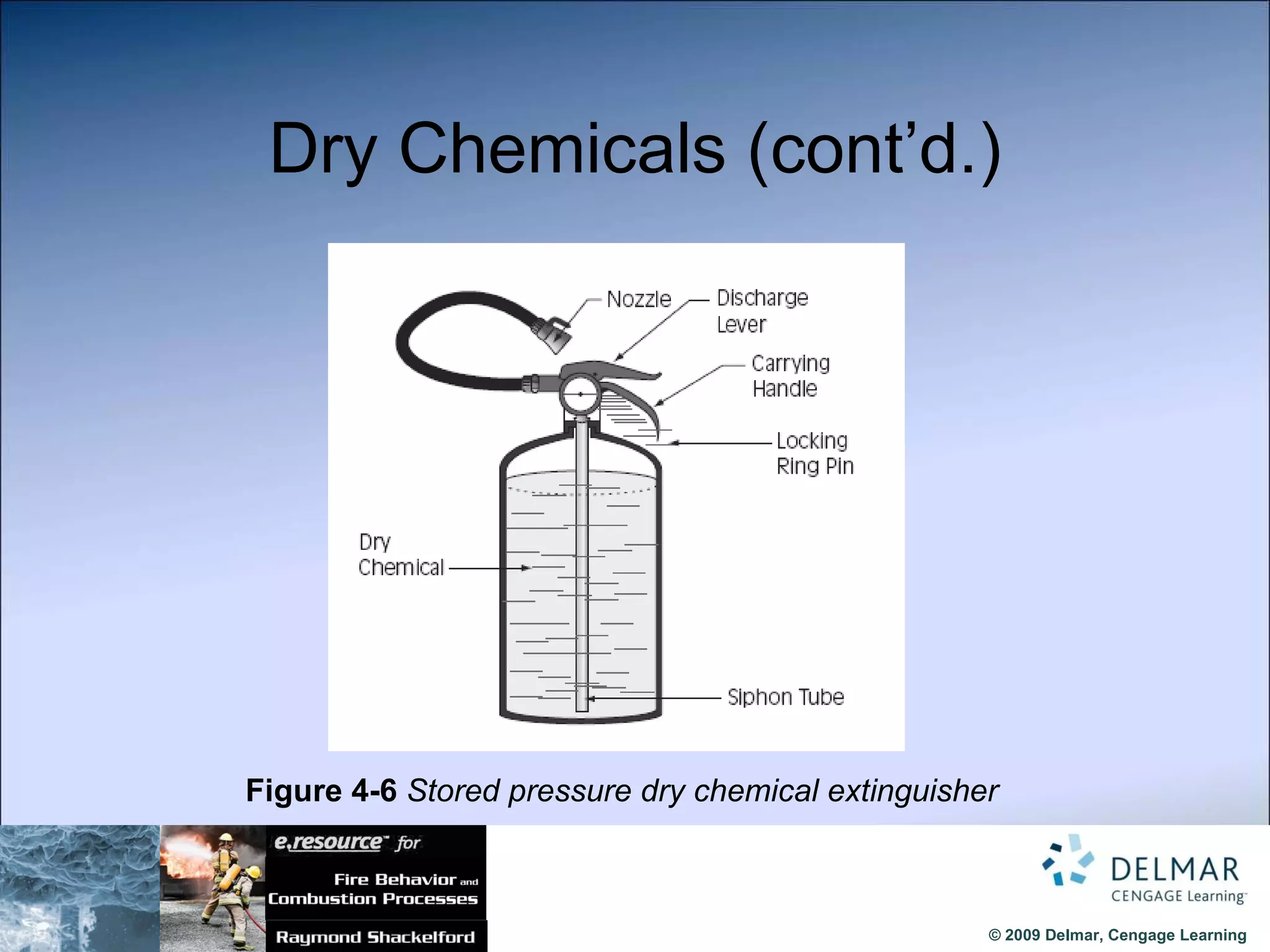 Dry Chemicals (cont’d.) Figure 4-6  Stored pressure dry chemical extinguisher 