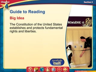 Guide to Reading
Big Idea
The Constitution of the United States
establishes and protects fundamental
rights and liberties.
 