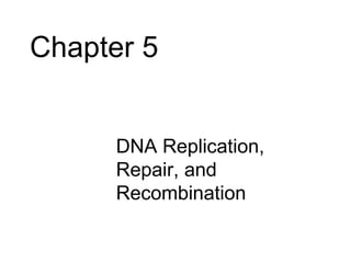 Chapter 5


     • DNA Replication,
       Repair, and
       Recombination
 