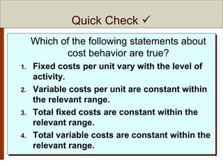 Chapter 5 Cost Behavior: Analysis and Use | PPT