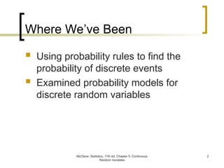 Statistics and probility CHapter 5 - continuous random variable | PPT