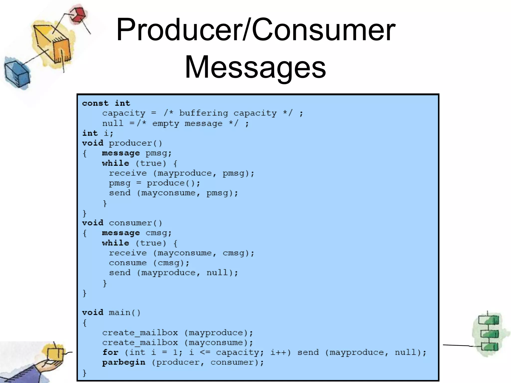 Readers/Writers ProblemA data area is shared among many processesSome processes only read the data area, some only write to the areaConditions to satisfy:Multiple readers may read the file at once.Only one writer at a time may writeIf a writer is writing to the file, no reader may read it.interaction of readers and writers.