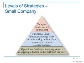 Ch 5 -8
Levels of Strategies –
Small Company
BY:MADDY.KALEEM
 