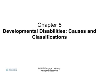 ©2012 Cengage Learning.
All Rights Reserved.
Chapter 5
Developmental Disabilities: Causes and
Classifications
 
