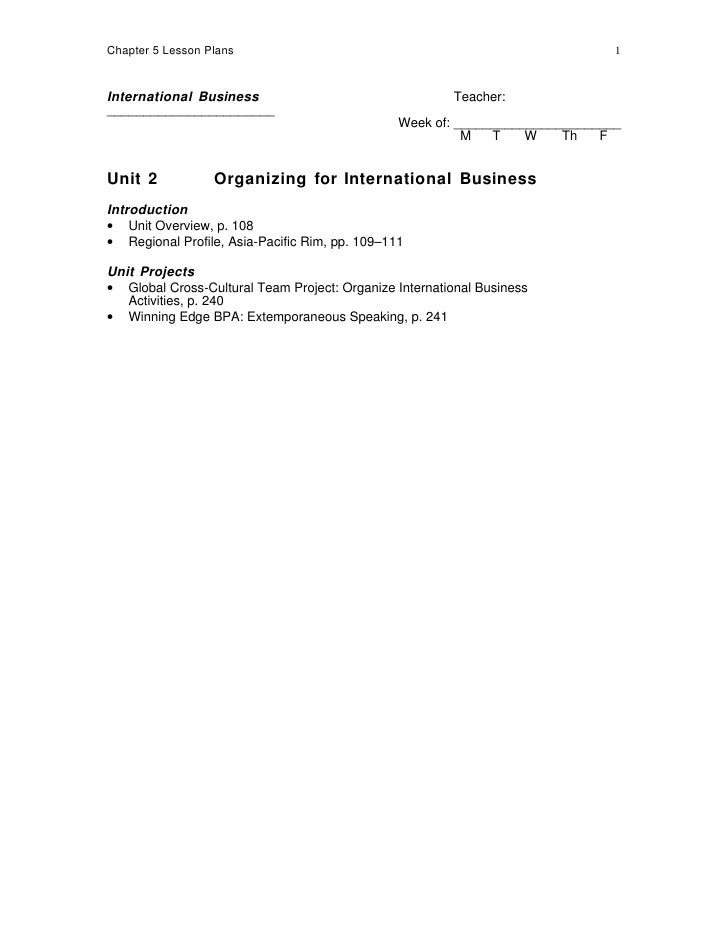 international business lesson plans